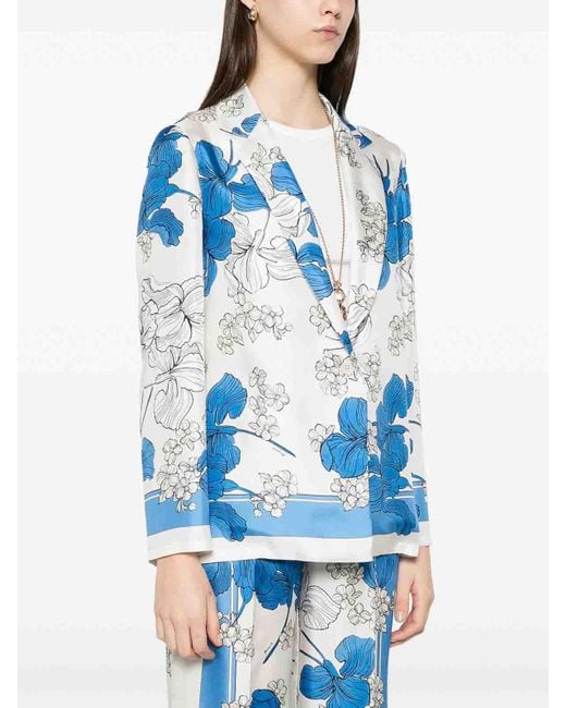 P.A.R.O.S.H. Blue Floral-Print Blazer
