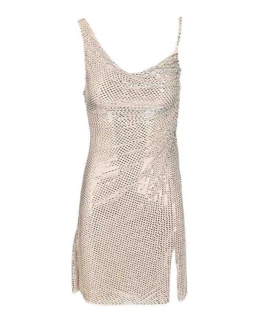 Self-Portrait Natural Draped Mini Dress