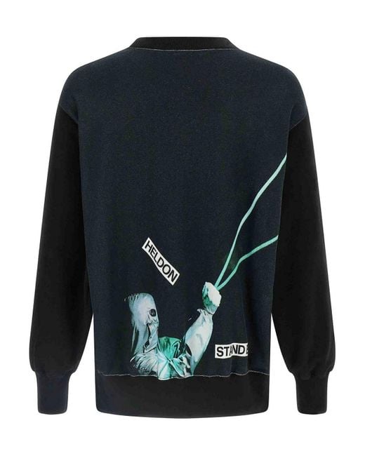 Undercover Blue Brushed Cotton Oversized Sweatshirt With Graphic Print for men