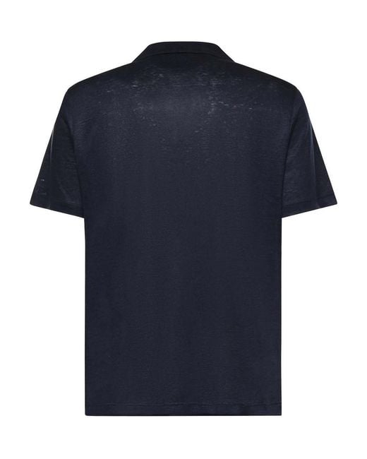 Eleventy Blue Linen Polo for men
