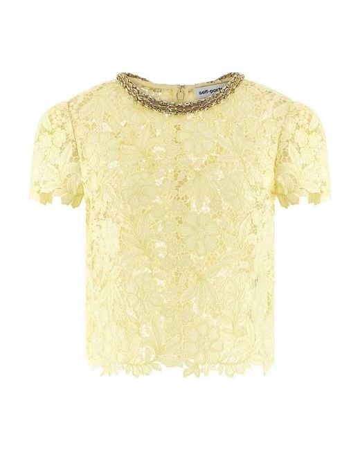 Self-Portrait Yellow Lace Top