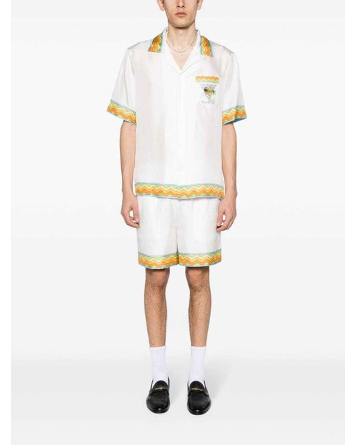 Casablancabrand White Afro Cubism Tennis Club Shirt for men