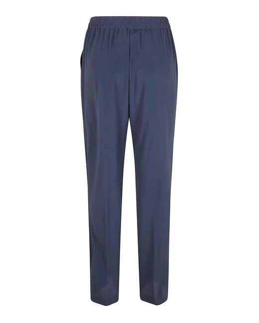 Seventy Blue Crepe Mixed Silk Trousers