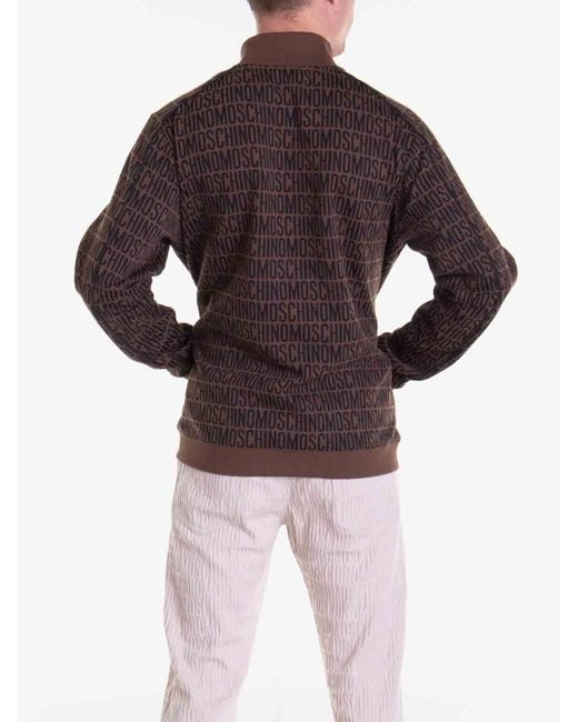 Moschino Brown Zip High Neck Sweater for men