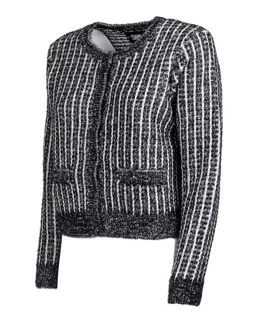 Karl Lagerfeld Black Bouclé Knit Cardigan