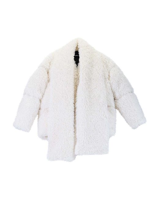 Karl Lagerfeld White Karl Studio Faux Fur Coat