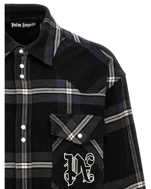 Palm Angels Black Monogram Check Overshirt for men