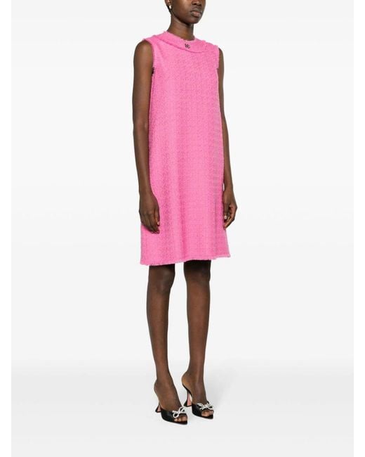 Dolce & Gabbana Pink Tweed Midi Dress