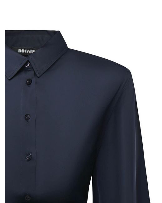 ROTATE BIRGER CHRISTENSEN Blue Satin Shirt Dress