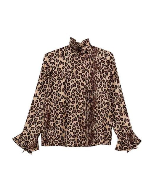 Alberto Biani Brown Printed Silk Blouse