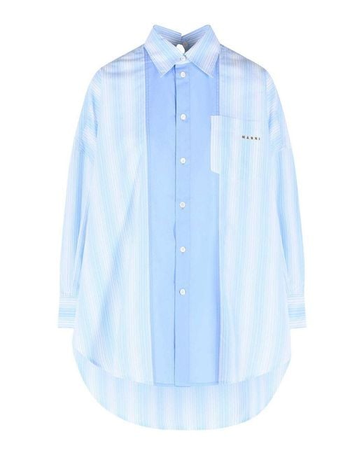 Marni Blue Cotton Poplin Shirt