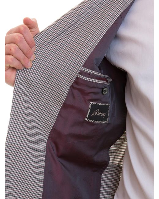 Brioni Brown Houndstooth Unstructured Blazer for men