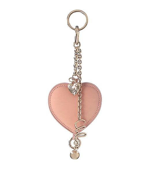 Chloé Pink Charm Key Ring Symbols Heart