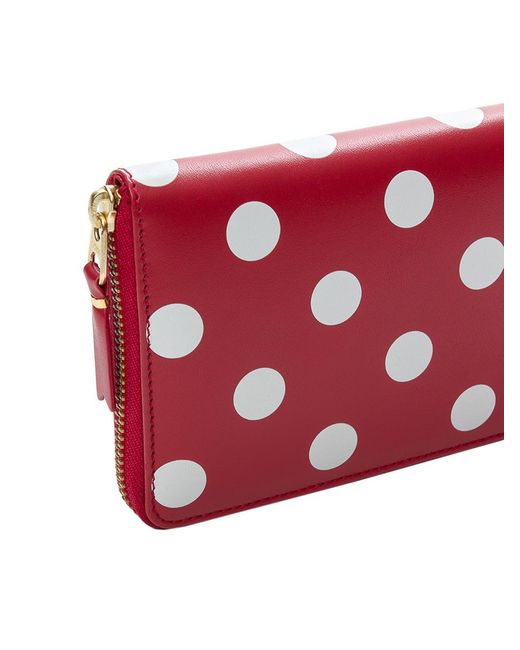 Comme des Garçons Red Polka Dot Zip-Around Wallet