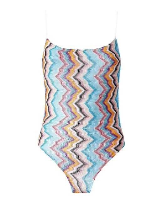 Missoni Blue Zigzag-Pattern Swimsuit