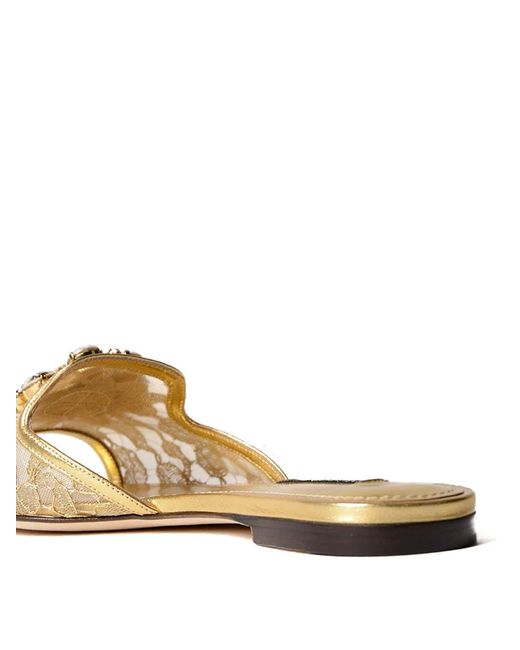 Dolce & Gabbana Metallic Taormina Lace Bianca Jewel Slippers