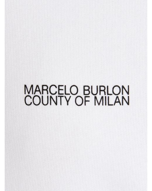 Marcelo Burlon White Tempera Cross Hoodie With Pouch Pocket for men