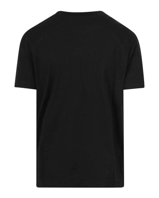 Dolce & Gabbana Black Crew-Neck T-Shirt With A Rhinestone Dg Logo
