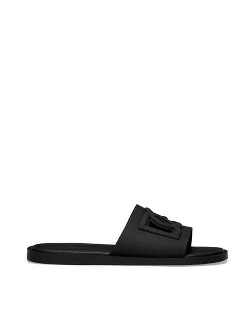 Dolce & Gabbana Black Embossed Logo Sandals for men