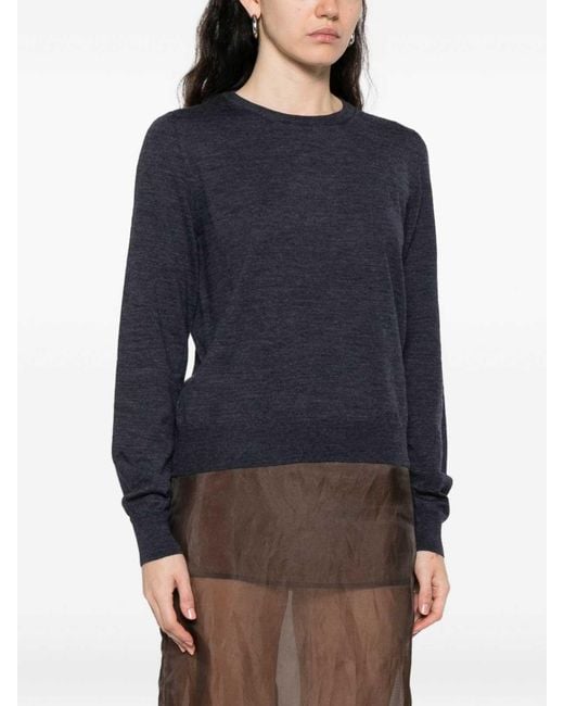Maison Margiela Blue Wool Crewneck Sweater
