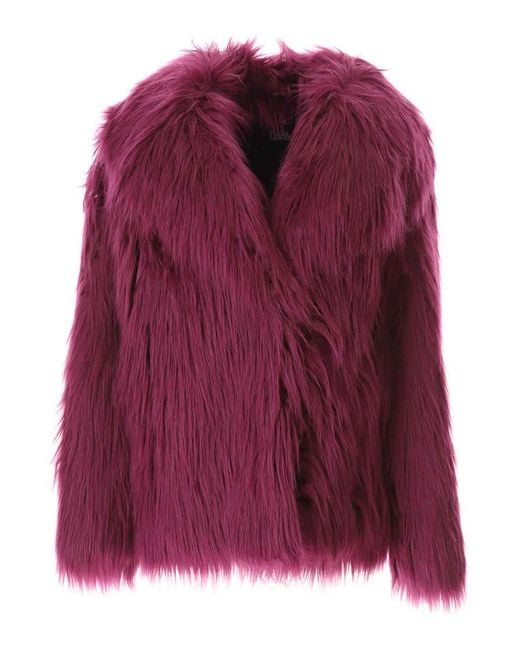 Karl Lagerfeld Purple Huns Pick Faux Fur Jacket