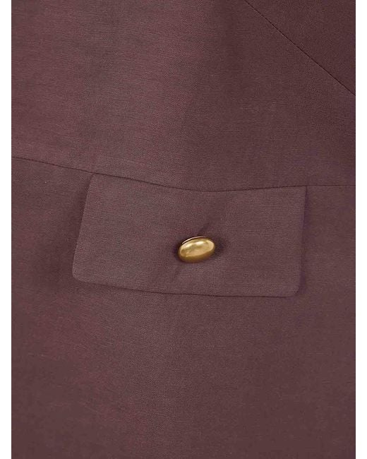 P.A.R.O.S.H. Purple Raisa26 Viscose Linen Mini Dress