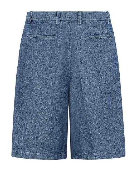 Jil Sander Blue Cotton Bermuda Shorts for men