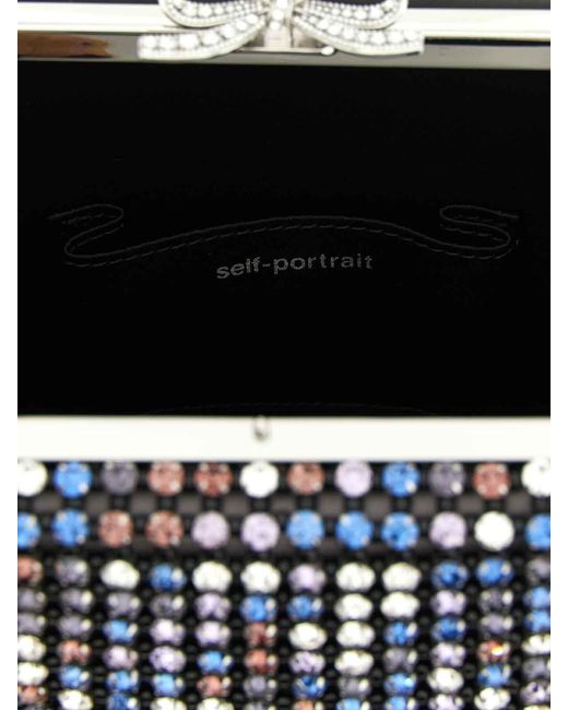 Self-Portrait White Multi Crystal Chainmail Mini Handbag