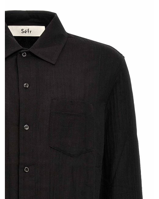 Séfr Black Leo Voile Shirt Pocket Button for men