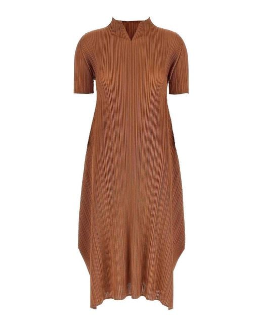 Pleats Please Issey Miyake Brown Monthly Colors March Dress