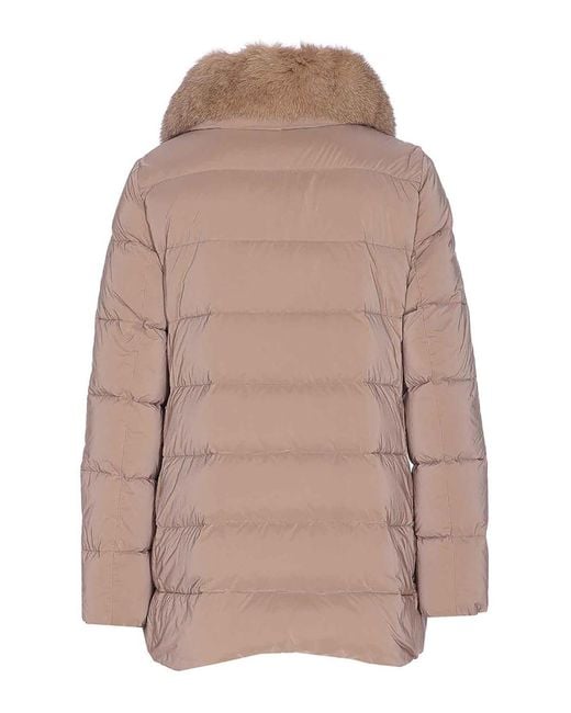 Moorer Natural Dorado Down Jacket Frontal Zip Closure