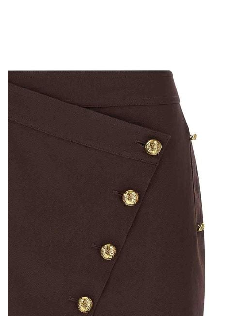 Elisabetta Franchi Brown Jewel Button Skirt
