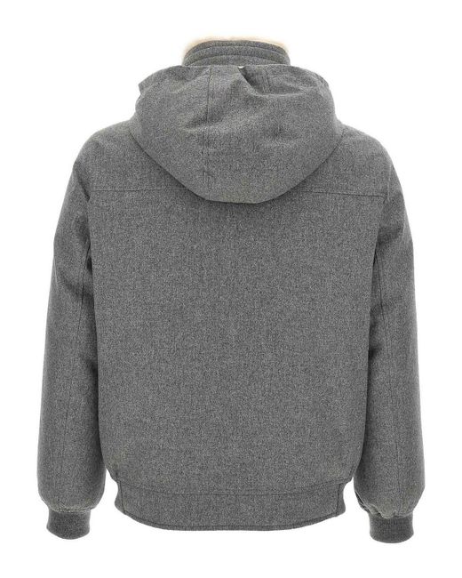 Brunello Cucinelli Gray Sherling Neck Bomber Jacket for men