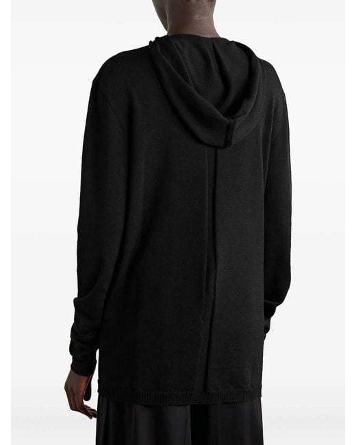 Rick Owens Black Hooded Wool Sweater