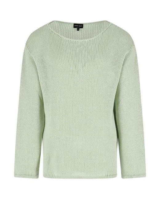 Giorgio Armani Green Linen Blend Sweater for men
