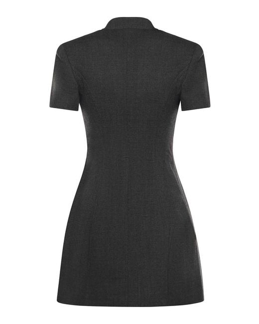 Self-Portrait Black Floral Detail Mini Dress With Button Fastening And Pockets