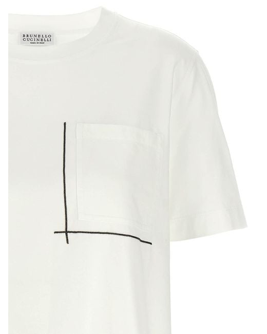 Brunello Cucinelli White T-Shirt Monile