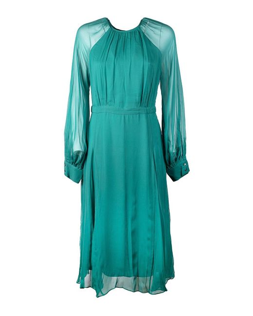 Karl Lagerfeld Green Silk Midi Dress