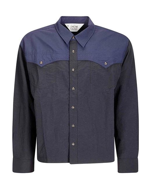 Brain Dead Blue Nylon Western Shirt for men
