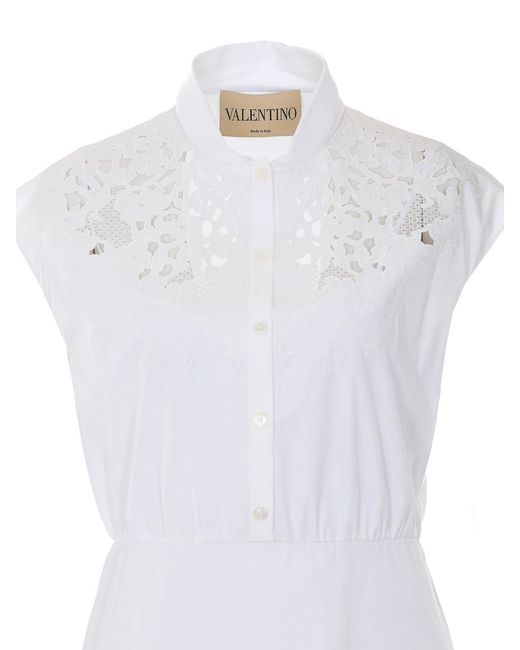 Valentino Garavani White Embroidered Midi Dress