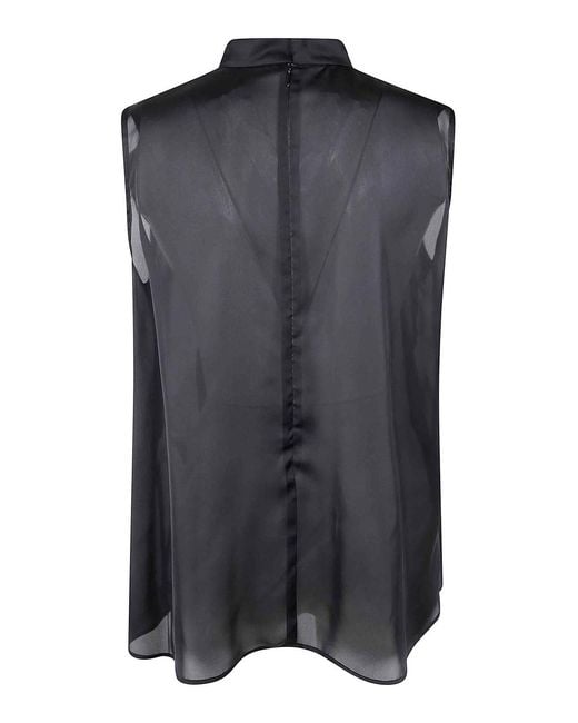 Sacai Black Satin X Chiffon Pullover