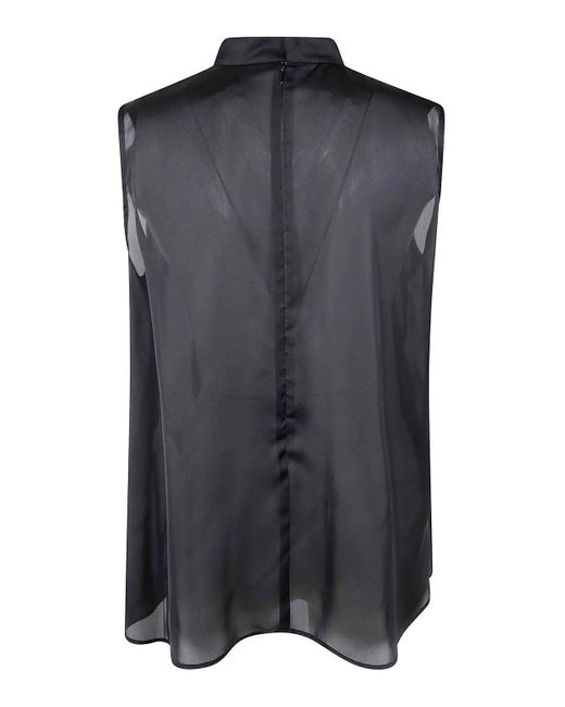 Sacai Satin X Chiffon Pullover in Black | Lyst