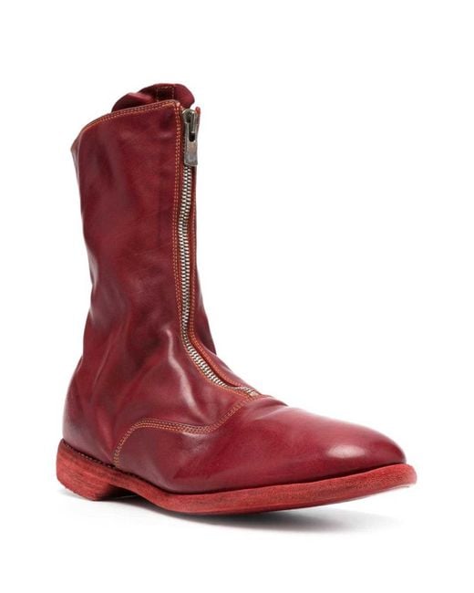 Guidi Red Front Zip Army Boots for men