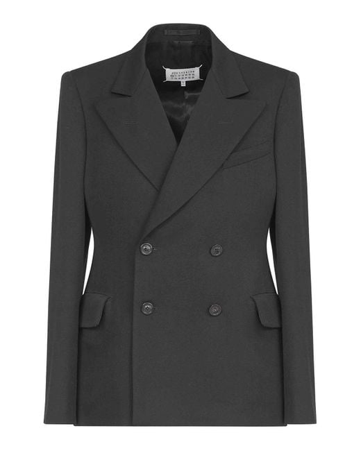 Maison Margiela Black Four-Stitch Wool Blazer for men