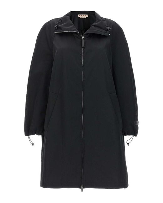 Marni Black Parka Satin Technical Hood
