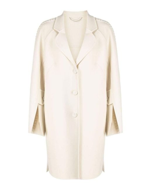 Ermanno Scervino Natural Notched-Lapels Wool Coat