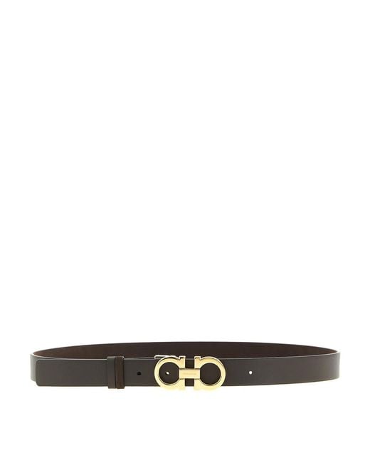 Ferragamo White Gancini Reversible Belt