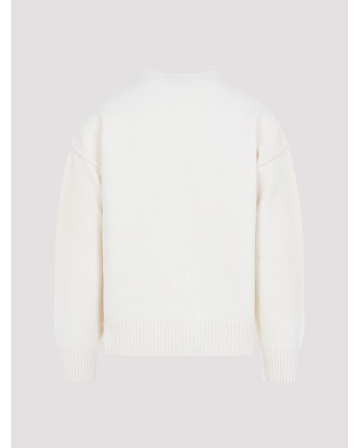 AMI White Adc Crewneck Sweater for men