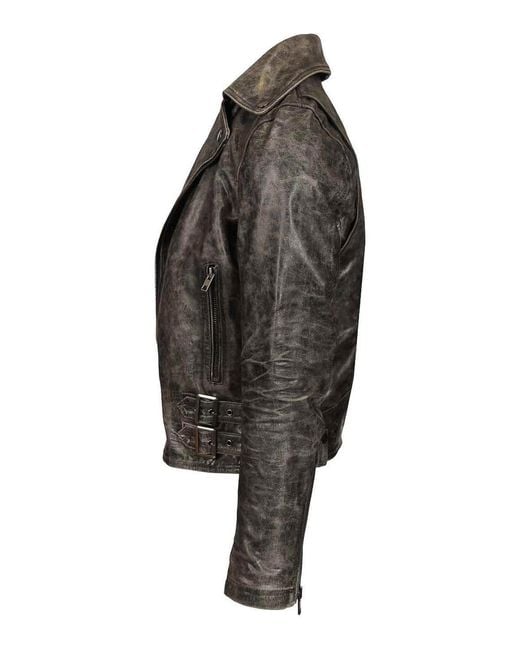 DIESEL Black Biker Jacket for men