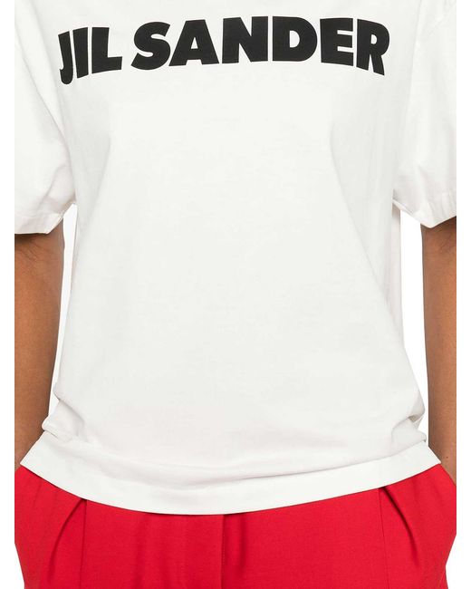 Jil Sander White Cotton T-Shirt With Logo